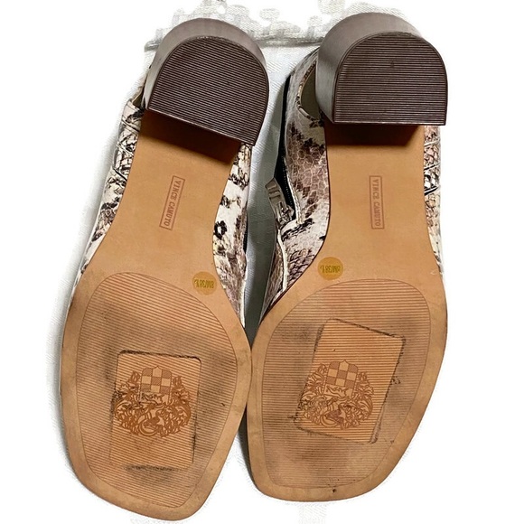 VINCE CAMUTO KENSLI SNAKESKIN OPEN TOE ANKLE BOOTS - Picture 9 of 9